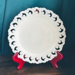 Fenton Milk Glass 50’s Lace Edge Reverse C Plate